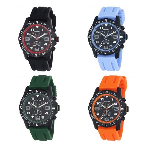 Henley Mens Multi Eye Sports Rubber Strap Watch H02208 Available Multiple colour