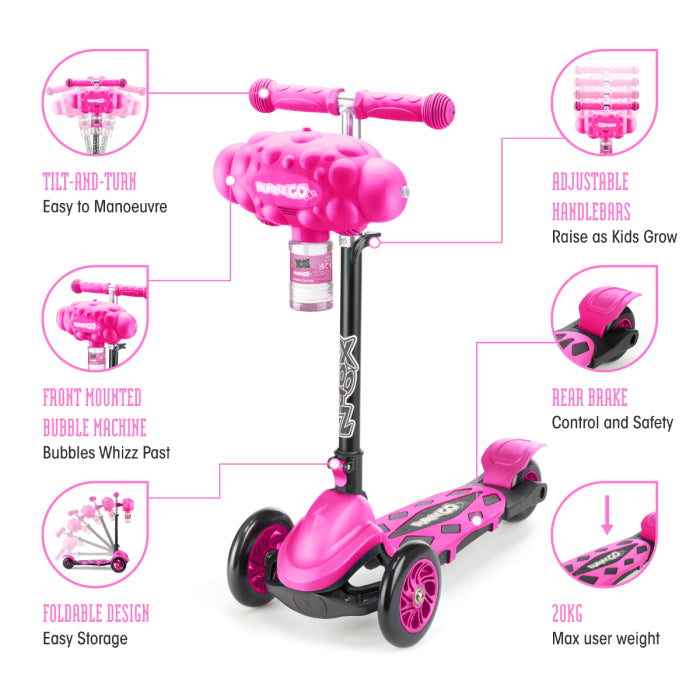 Xootz Bubble Go Foldable Tri-Scooter - Pink