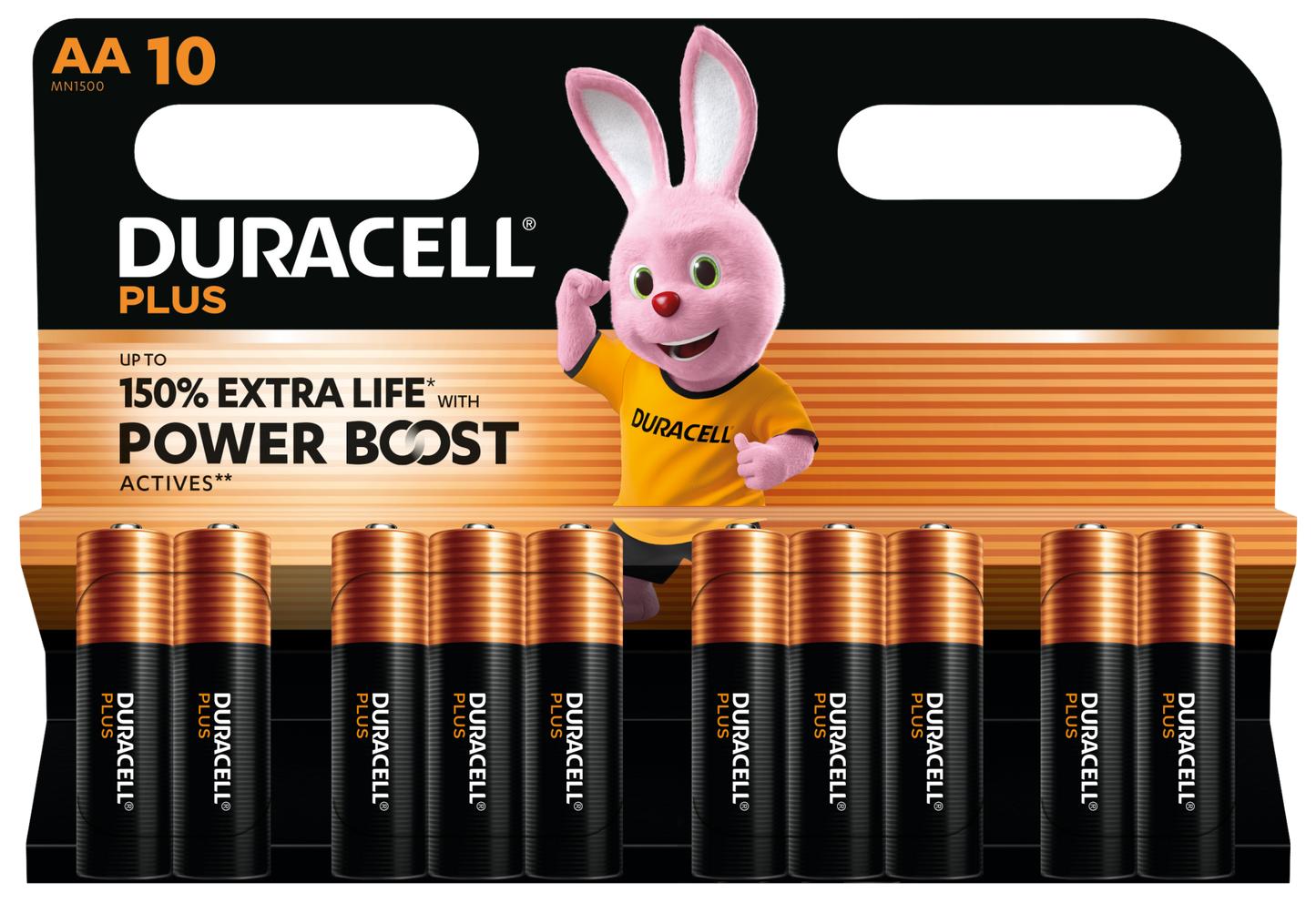 Duracell Plus AAA Battery Alkaline 100% Extra Life Power Boost - Card of 10