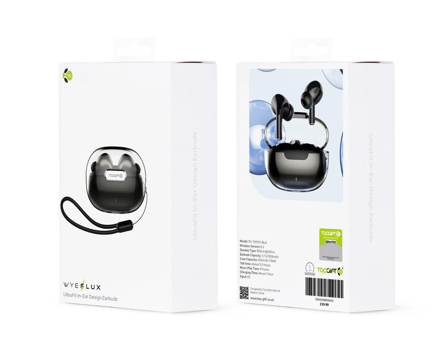 WYEWAVE Black Ultra Fit In-Ear Design Wireless Earbuds