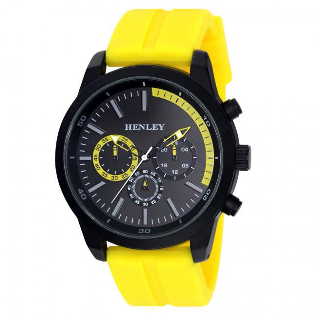 Henley Mens classy Fashion sporty Multi eye dials Large Silicone Watch H02227 Available Multiple Colour