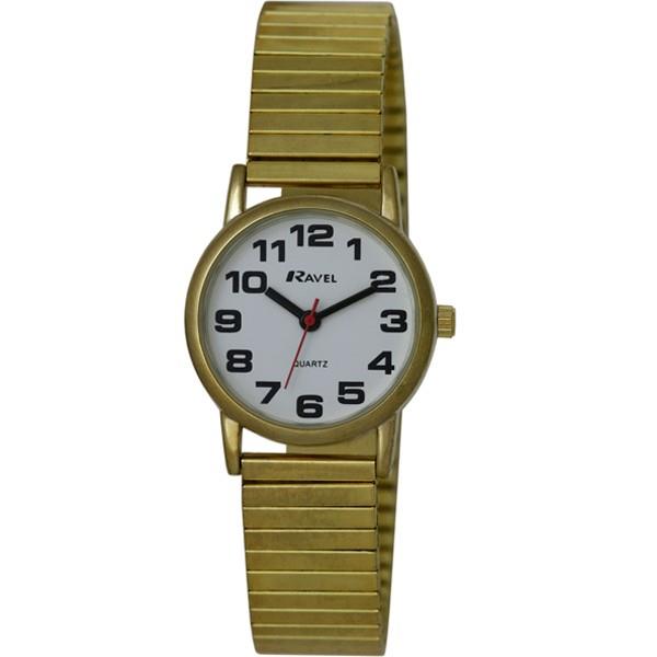 Ravel Ladies Classic Bold Easy Read Expander Bracelet Watch R0208L