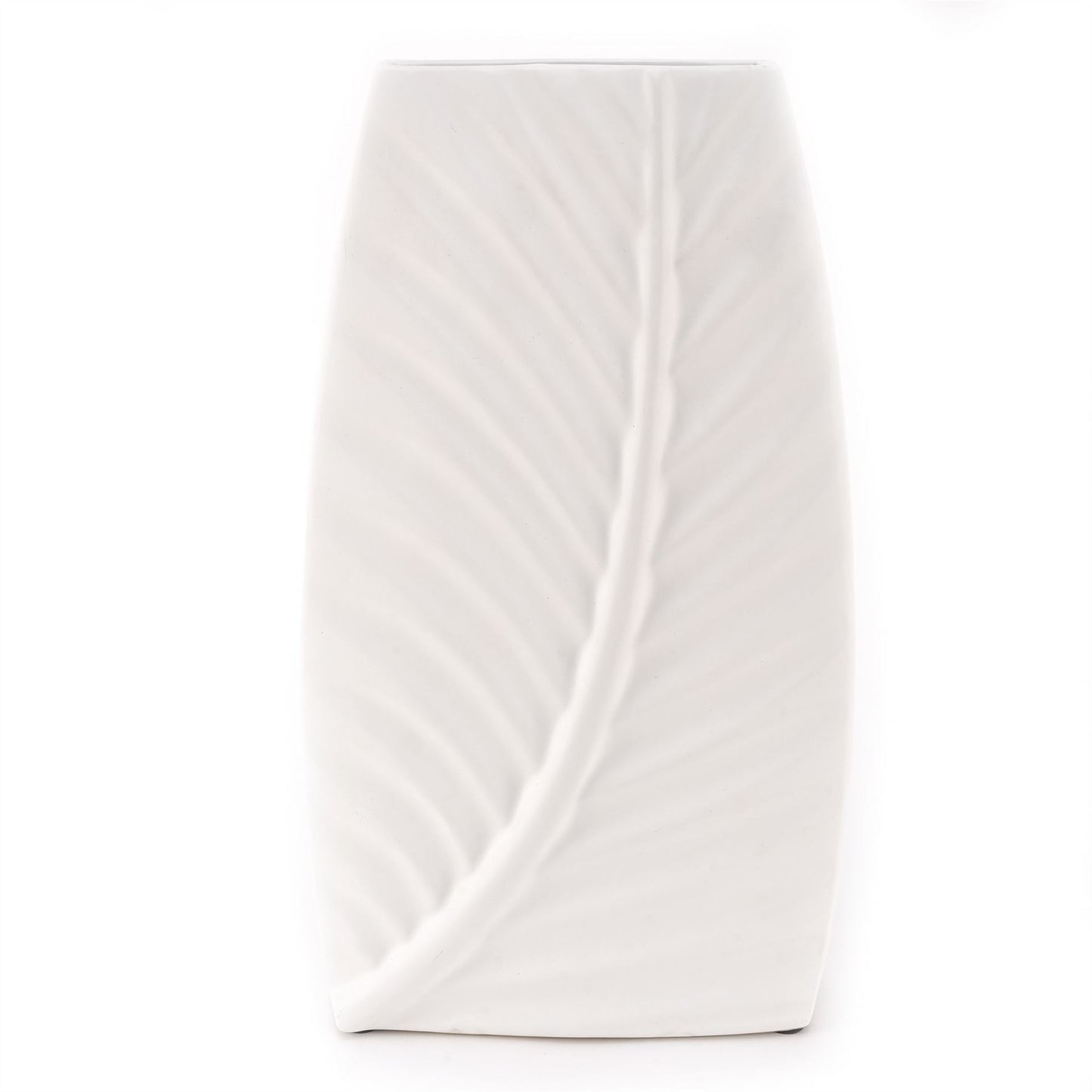 Hestia Matte White Ceramic Leaf Vase 36cm