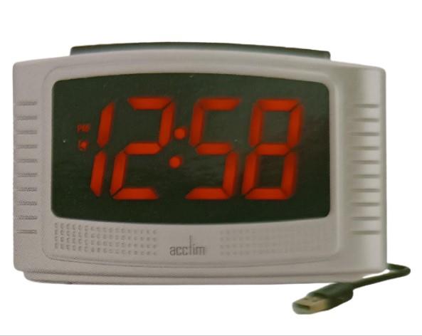 Acctim Vina USB Digital White Alarm Clock 16407