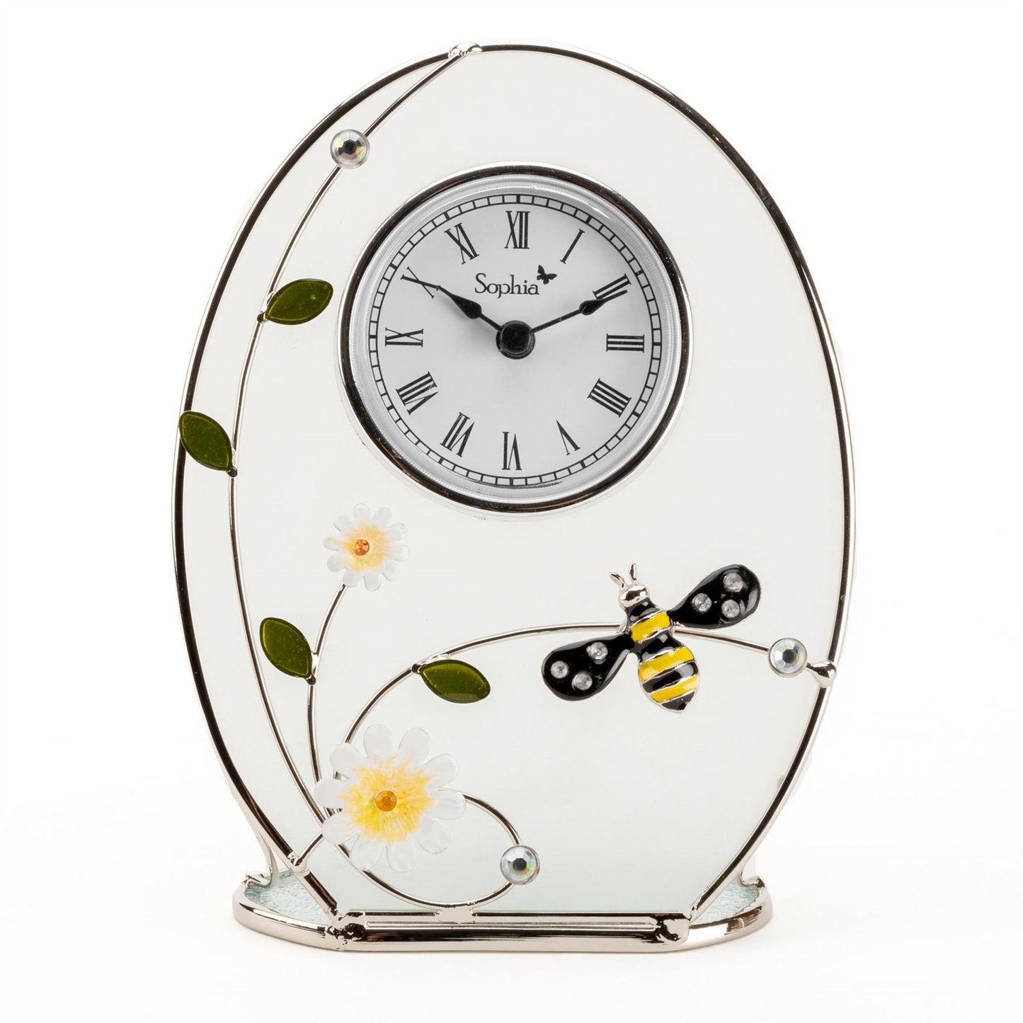 Wm.Widdop Glass Oval Crystals Mantel Clock Available Multiple Design