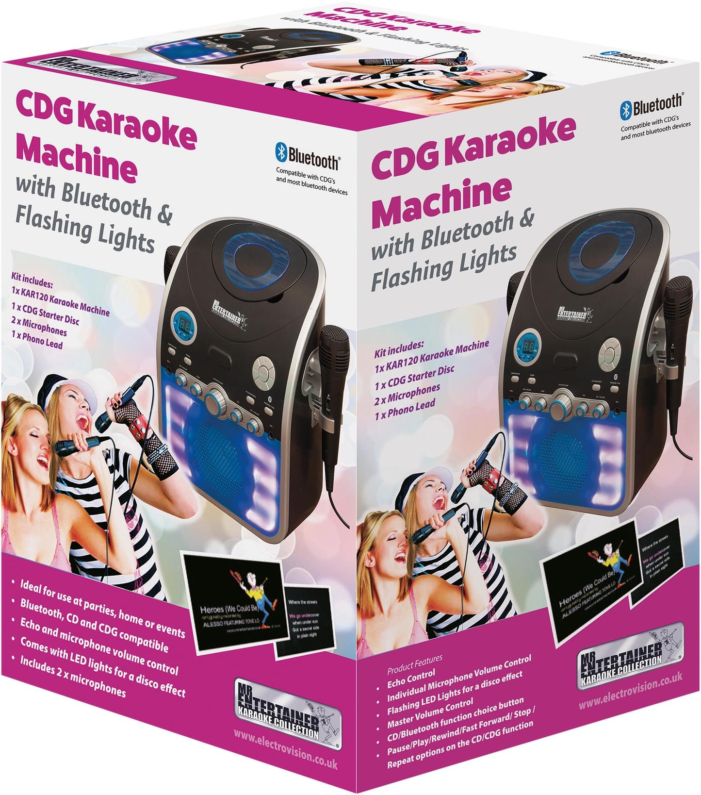 Mr Entertainer CDG Karaoke Machine With Bluetooth & Flashing LED Lights