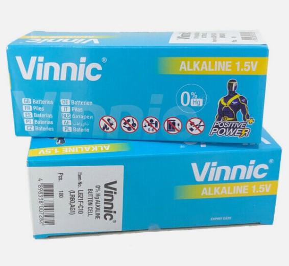 Vinnic L621 AG1 Watch Battery Box of 10 (100 Batteries)