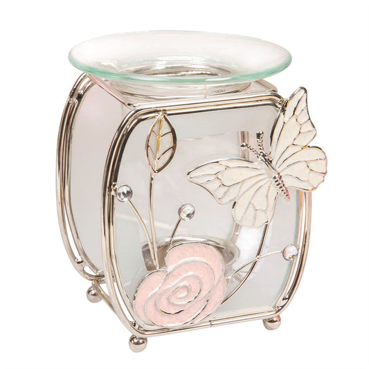 Sophia Glass & Wire Oval Oil Burner with Butterfly