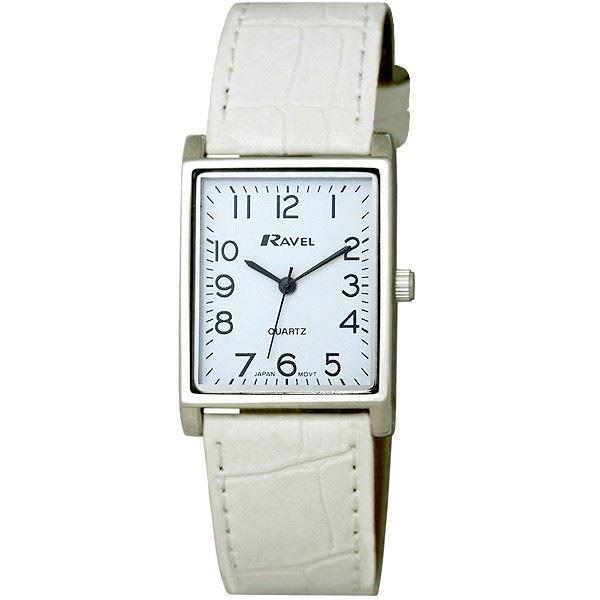 Ravel Mens Basic Classic Rectangular Square Dial Leather Strap Watch R0120