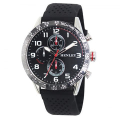 Henley Mens Large Polished Sports Silicone Watch Black H02225.3