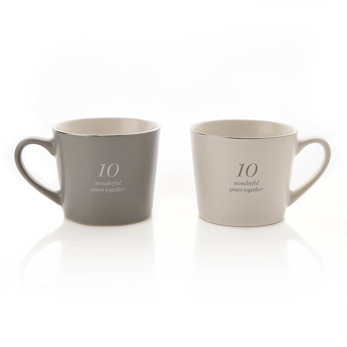 Amore Set of 2 Grey & White Mugs - 10th Anniversary (MINIMUM ORDER QUANTITY 2)