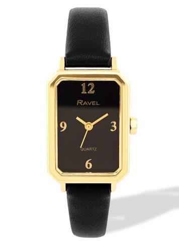 Ravel Ladies Fashion Rectangular Case Dial with Leather Strap Watch Available Multi colour