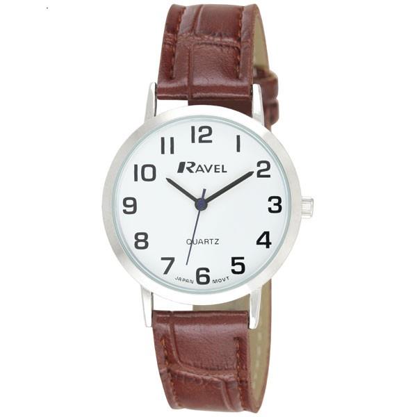 Ravel Mens Basic Leather Strap Watch R0102M Available Multiple Colour