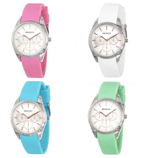 Henley Ladies Sports Silver Dial Rubber Strap Watch H06175 Available Multiple Colour