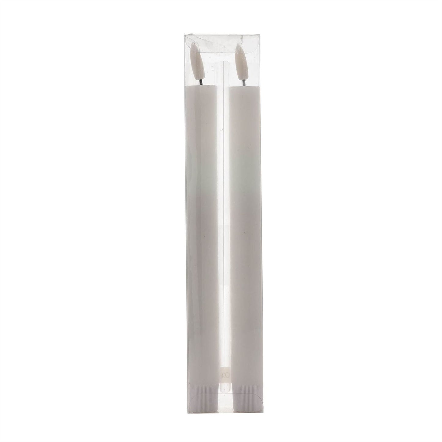 Set of 2 LED Wax Taper Candles White 24cm