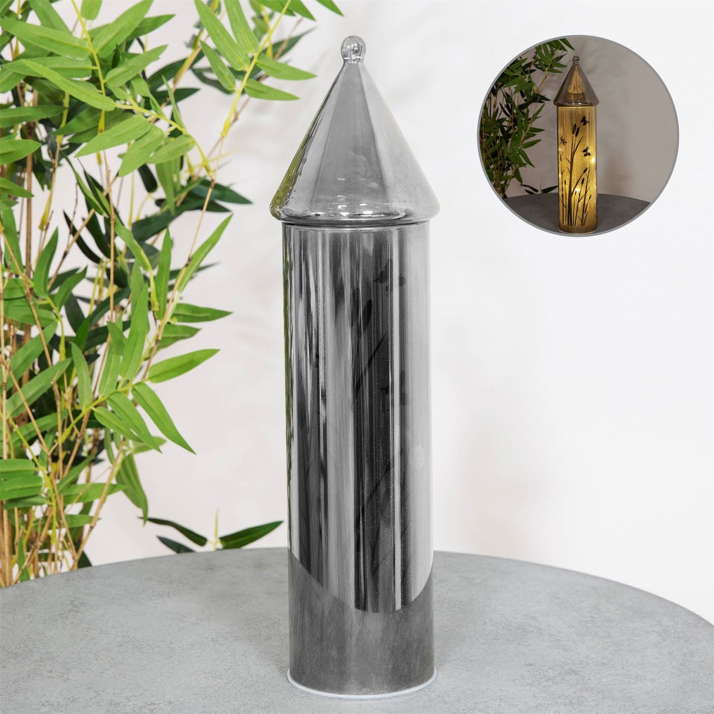 Hestia Glass House Style Ornament with LED Lights 35cm