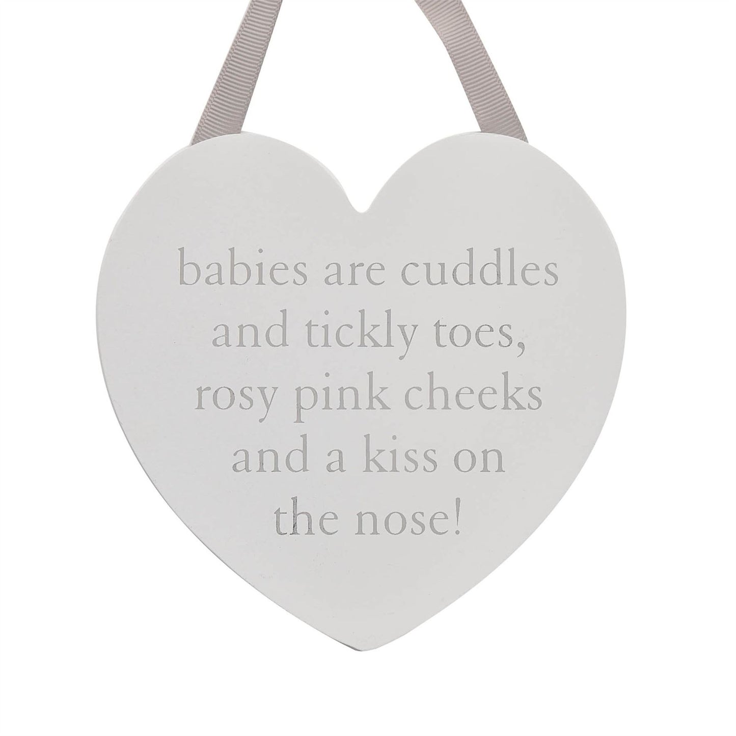 Bambino Hanging Heart Wall Plaque 'Babies are cuddles"