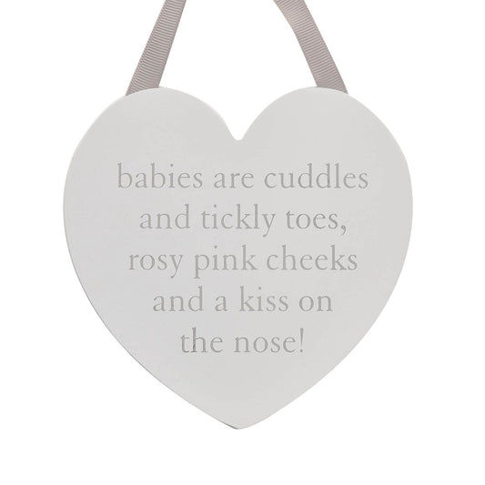 Bambino Hanging Heart Wall Plaque 'Babies are cuddles"