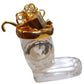 Miniature Clock Crystal Glass Christmas Stocking Gold Plated Metal Solid Brass IMP516 - CLEARANCE NEEDS RE-BATTERY