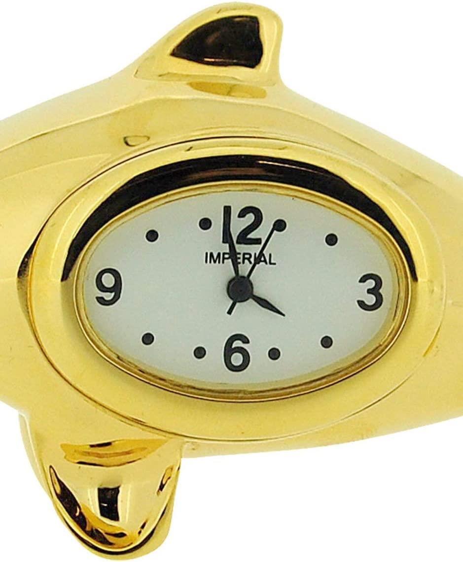 Miniature Clock Gold Free Standing Dolphin Solid Brass IMP1062G CLEARANCE NEEDS RE-BATTERY