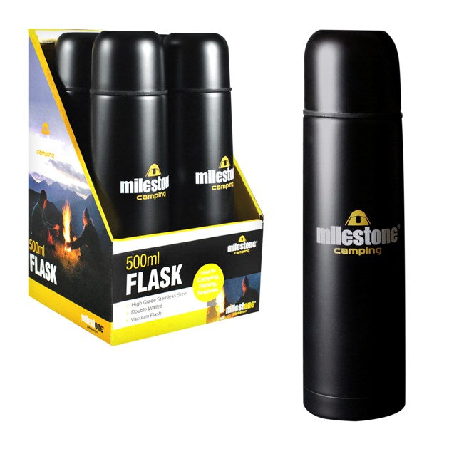 Milsestone Stainless Steel Flask 500ml - Matte Black Finish