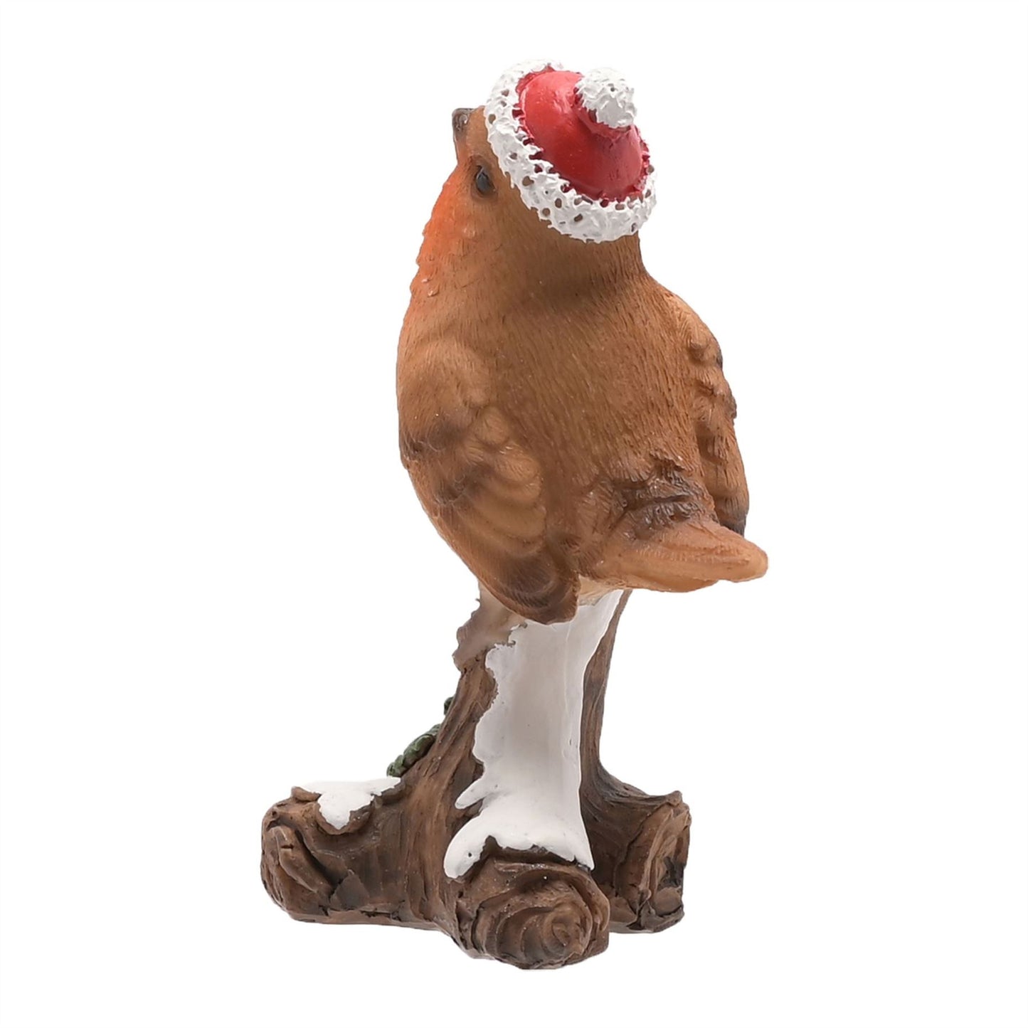 Christmas Robin Figurine on a Frosted Branch