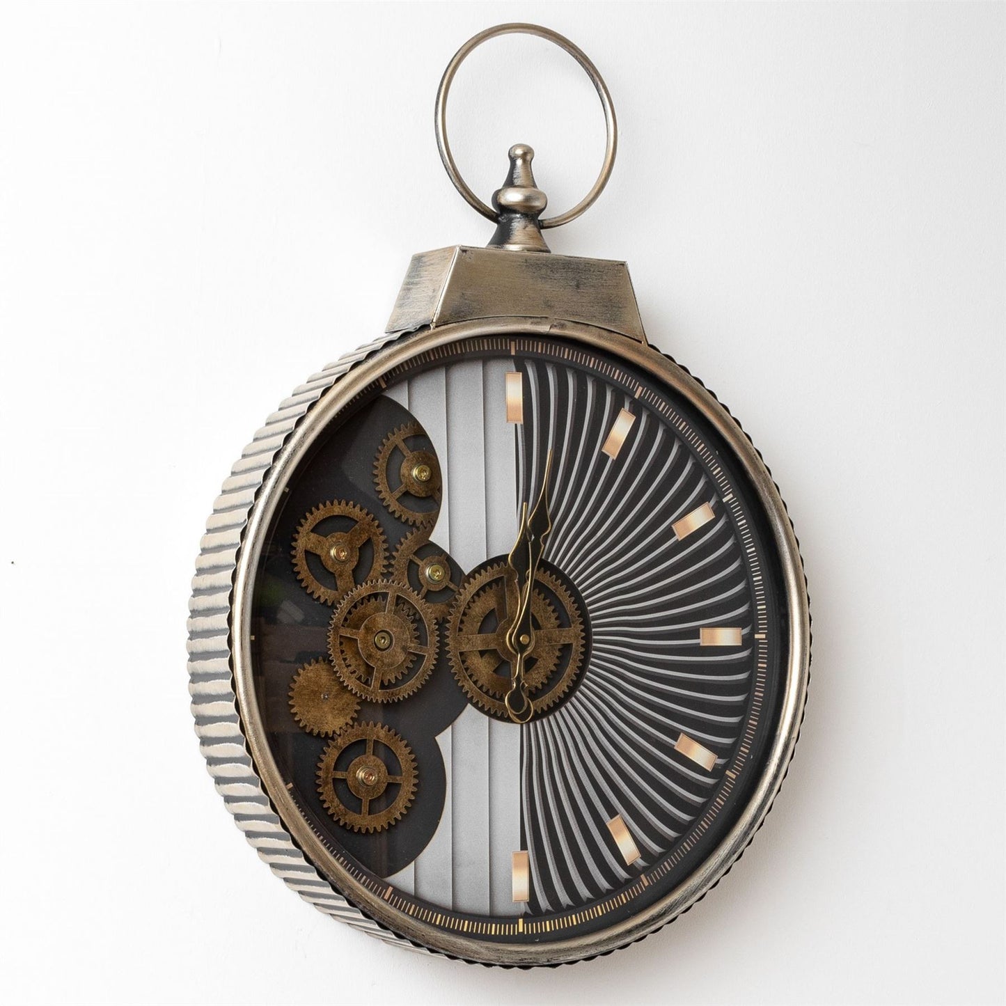 Wm Widdop Stop Watch Style Wall Clock with Moving Gears 70cm