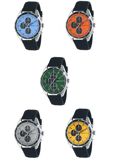 Henley Mens Multi Eye Sports Rubber Strap Watch H02209 Available Multiple Colour