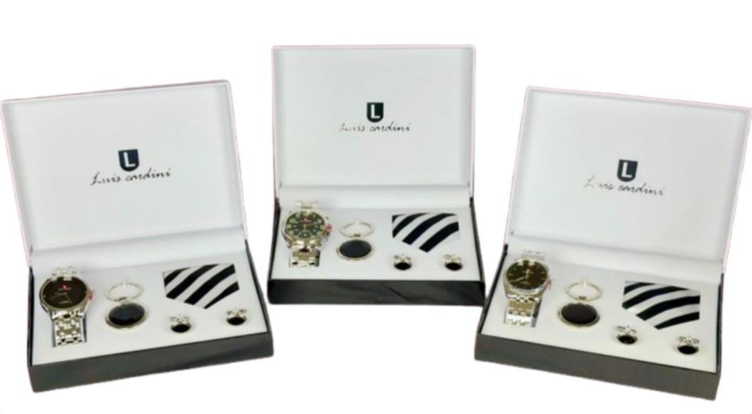 Luis Cardini Mens Watch, Tie, Cufflinks & Keychain Gift Sets 27144 Watch Model & Colour's May Varied