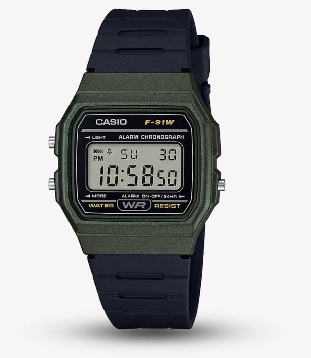 Casio Mens Classic Sports Digital Green Watch F-91WM-3ADF