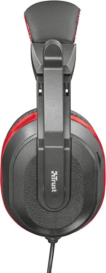 Trust Gaming Ziva Over-Ear Gaming Headphones with Retractable Microphone, Black / Red (30 PC Carton)