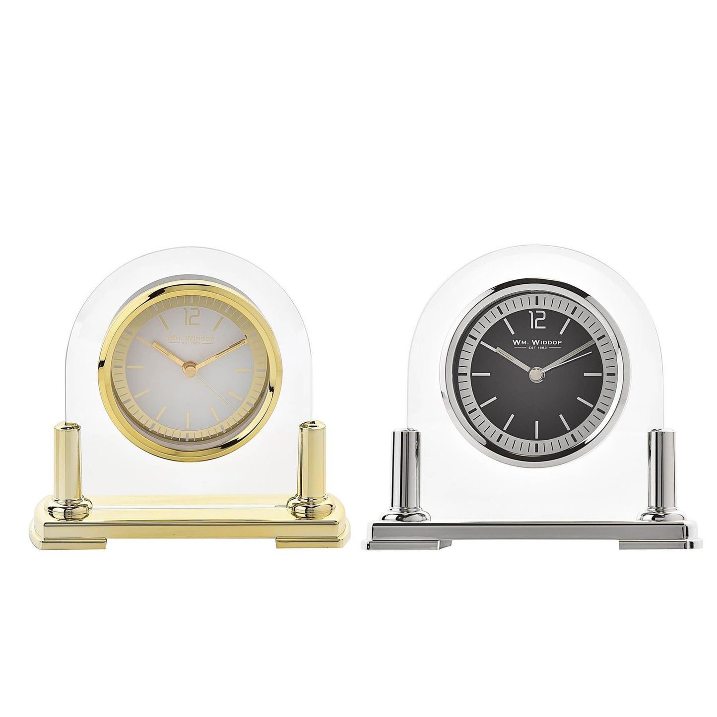 Wm.Widdop Glass Mantel Clock With Stand W2716-17 Available Multiple Colour