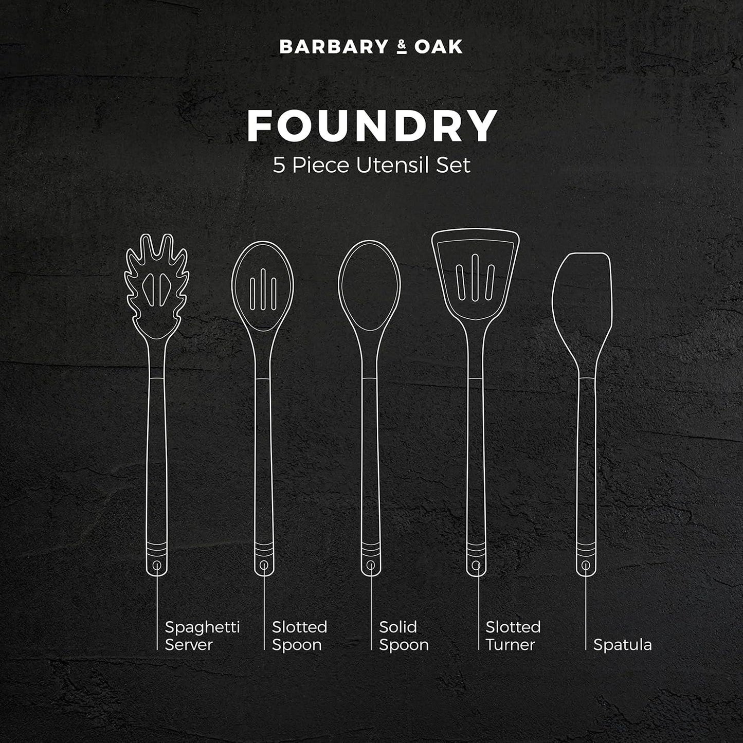 BARBARY & OAK 5-Piece Silicone Utensil Set