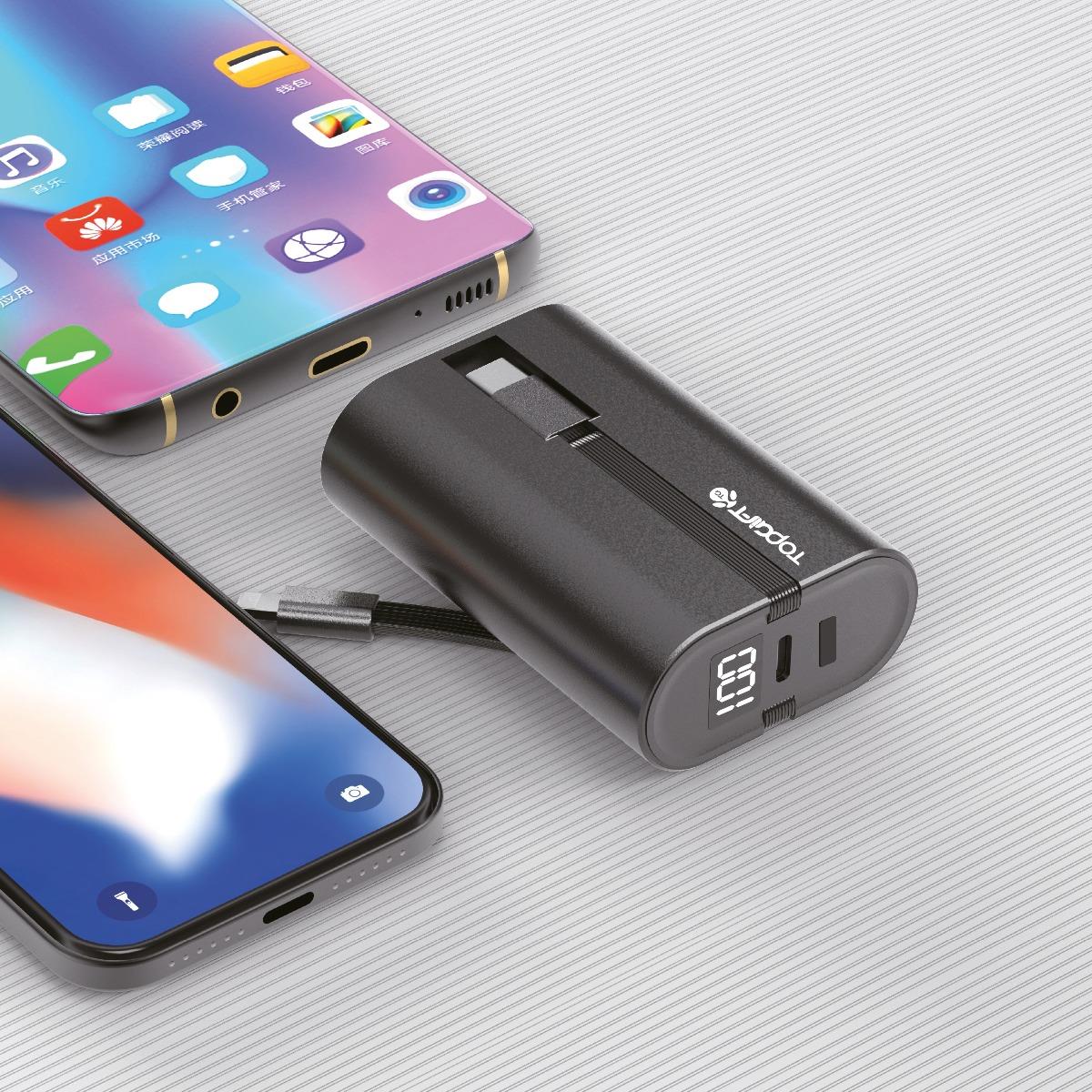 Portable Power Bank With Built-In Cables 10000mAH WYEFLUX