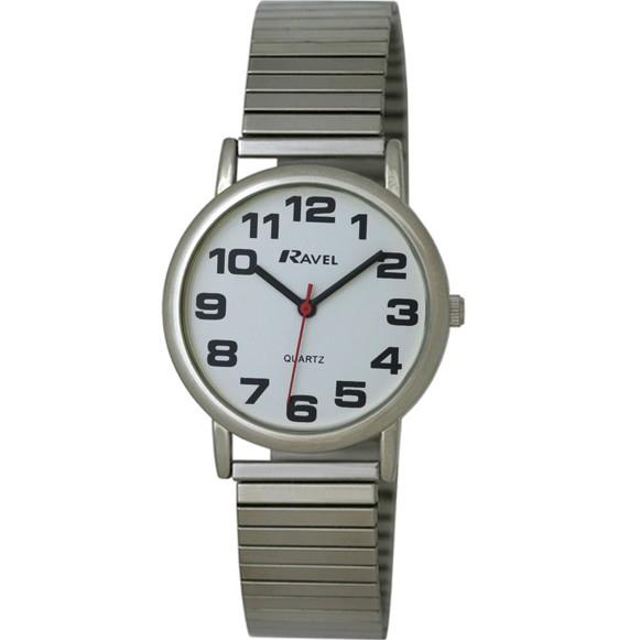 Ravel Mens Basic Classic Bold Easy Read Expander Bracelet Watch R0208G