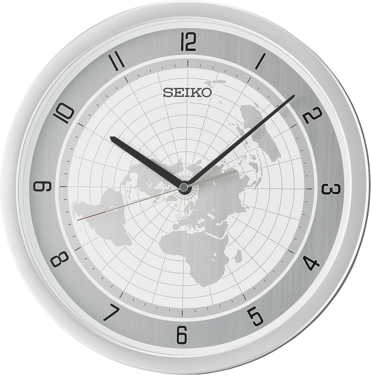 Seiko Retro World Map Silver-toned Wall Clock