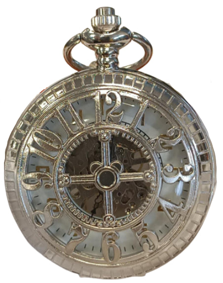 Mens Ladies Mechanical Hand Winding Half Hunter Steampunk Silver