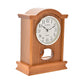 Oak Finish Wooden Mantel Clock Broken Arch Top Silver Bezel