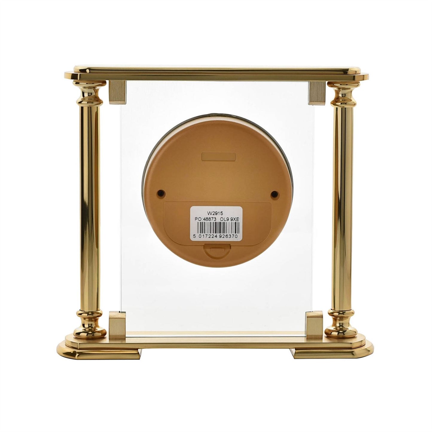 Wm. Widdop Glass & Brushed Aluminium Mantel Clock - Gold