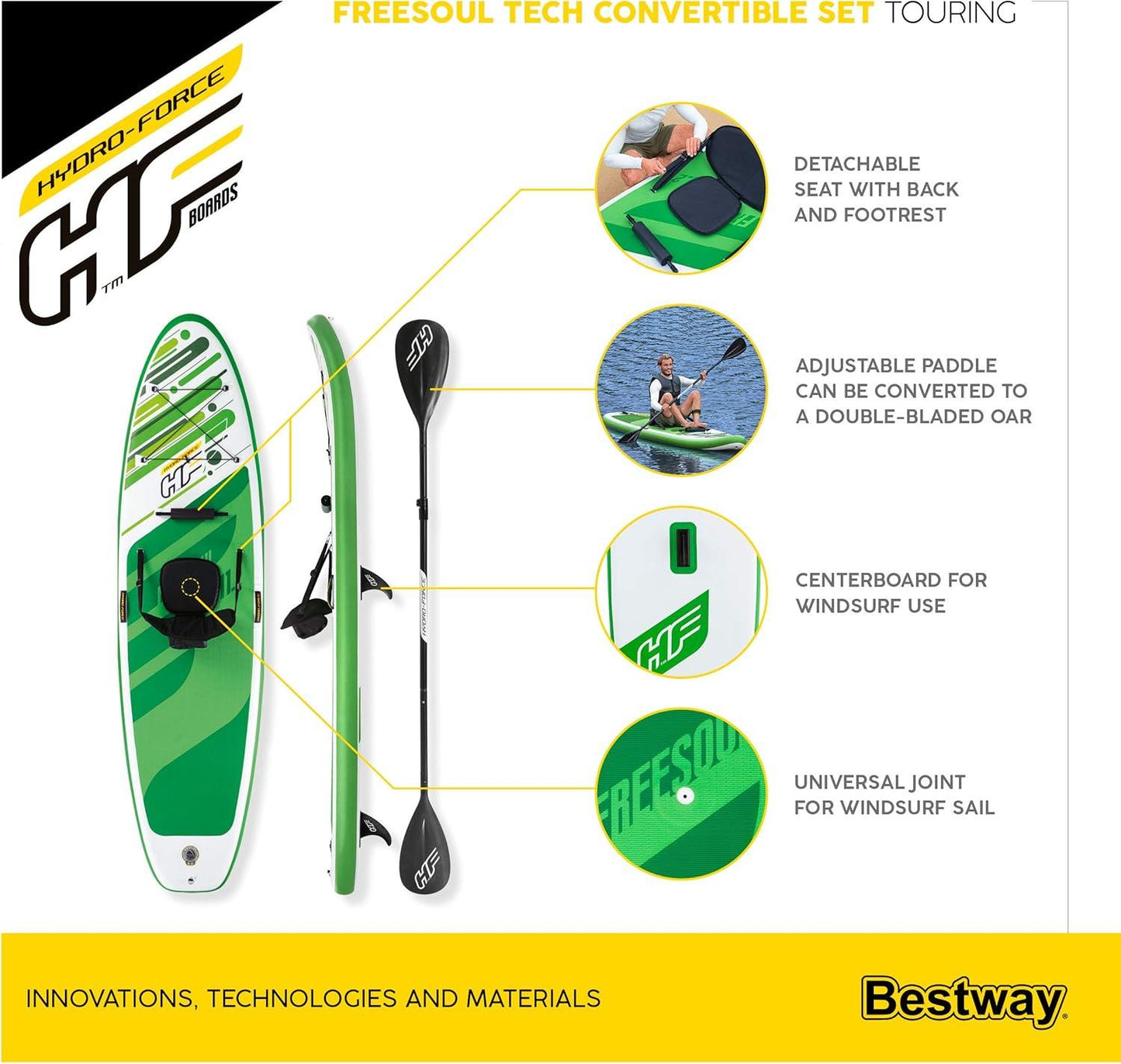 Bestway Hydro-Force SUP Inflatable Paddle Board, Kayak Conversion Kit