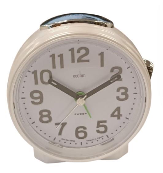 Acctim Eden Non Ticking Sweep Crescendo Alarm Clock in White - 16522