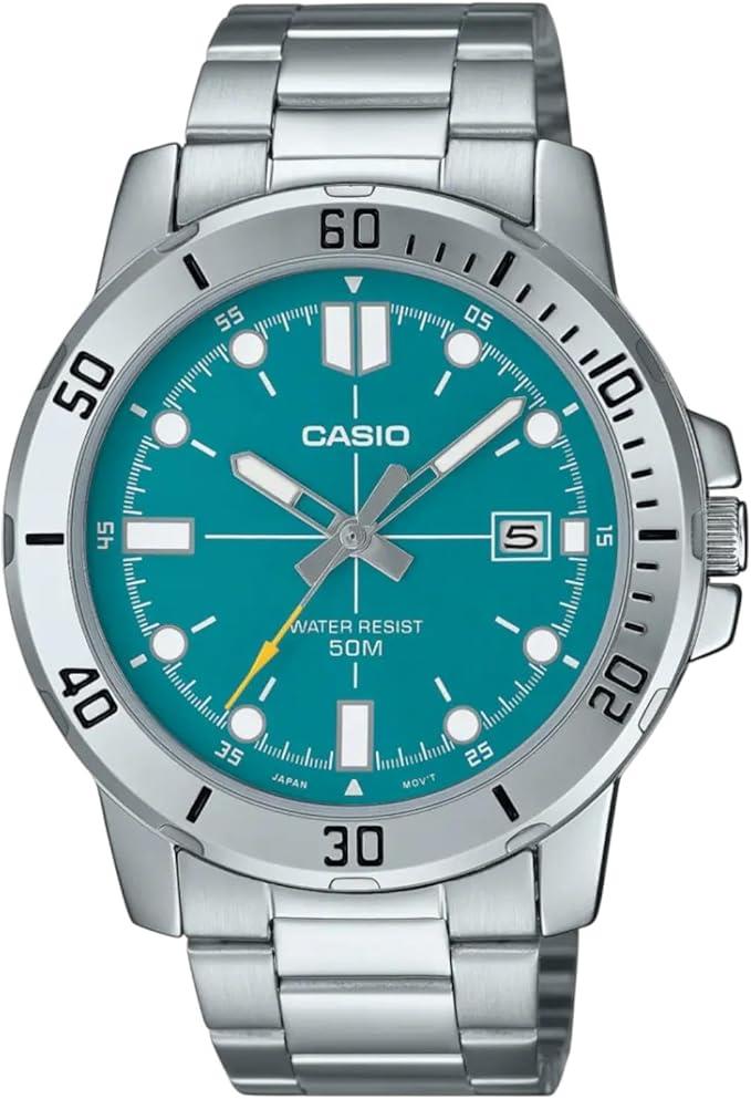 Casio Men's Enticer Stainless Steel Teal Dial Casual Analog Sporty Watch