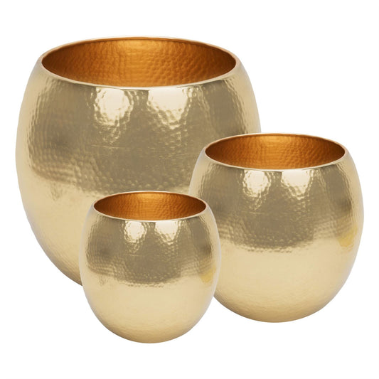 Hestia Set of 3 Gold Finish Metal Planters