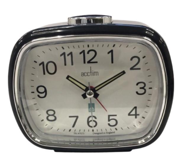 Acctim Camille Analogue Quartz Luminous Hands Chrome Bezel Alarm Clock Available Multiple Color