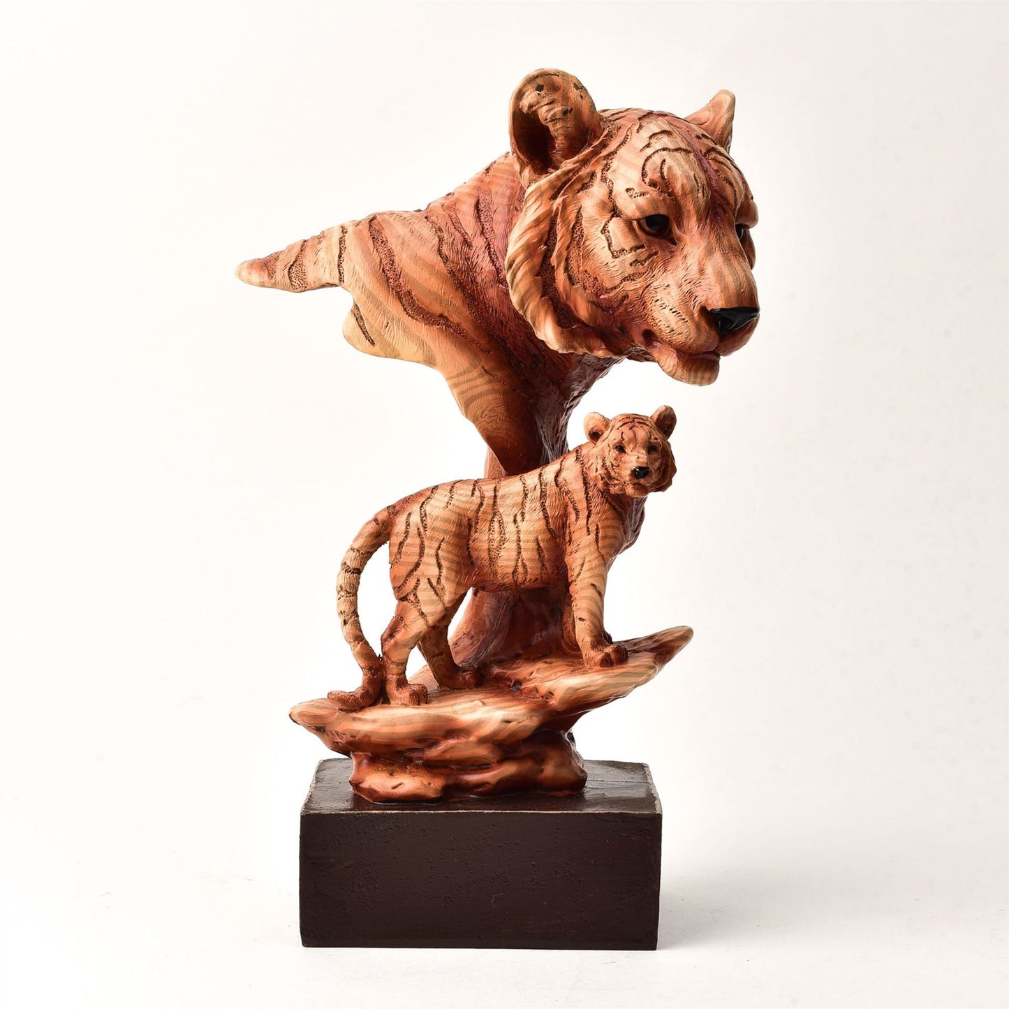 Naturecraft Wood Effect Resin Figurine - Tiger Head & Cub