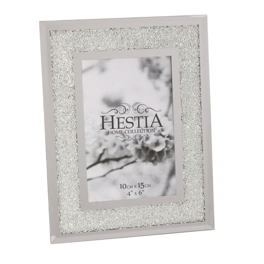 Hestia Photo Frame Crystal Edge with Silver Border 4" x 6"