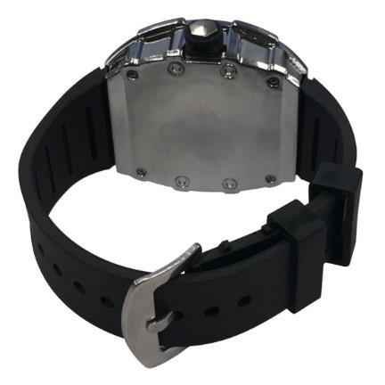 New Rubber Gents Silver Bling Fashion Quartz Movement Dated Skeleton Clear Dial Rubber Strap Watch Available Multi Colour NY London