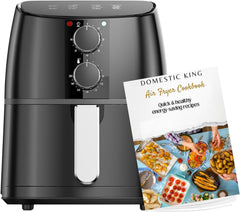 Domestic King 4L Air Fryer With Recipe Book, Timer & Temperature Control Black- DK18056