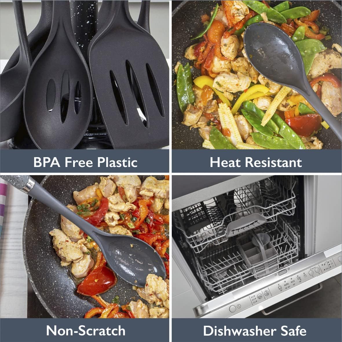 Blackmoor 6 piece Utensil Set - Black (Carton of 12)