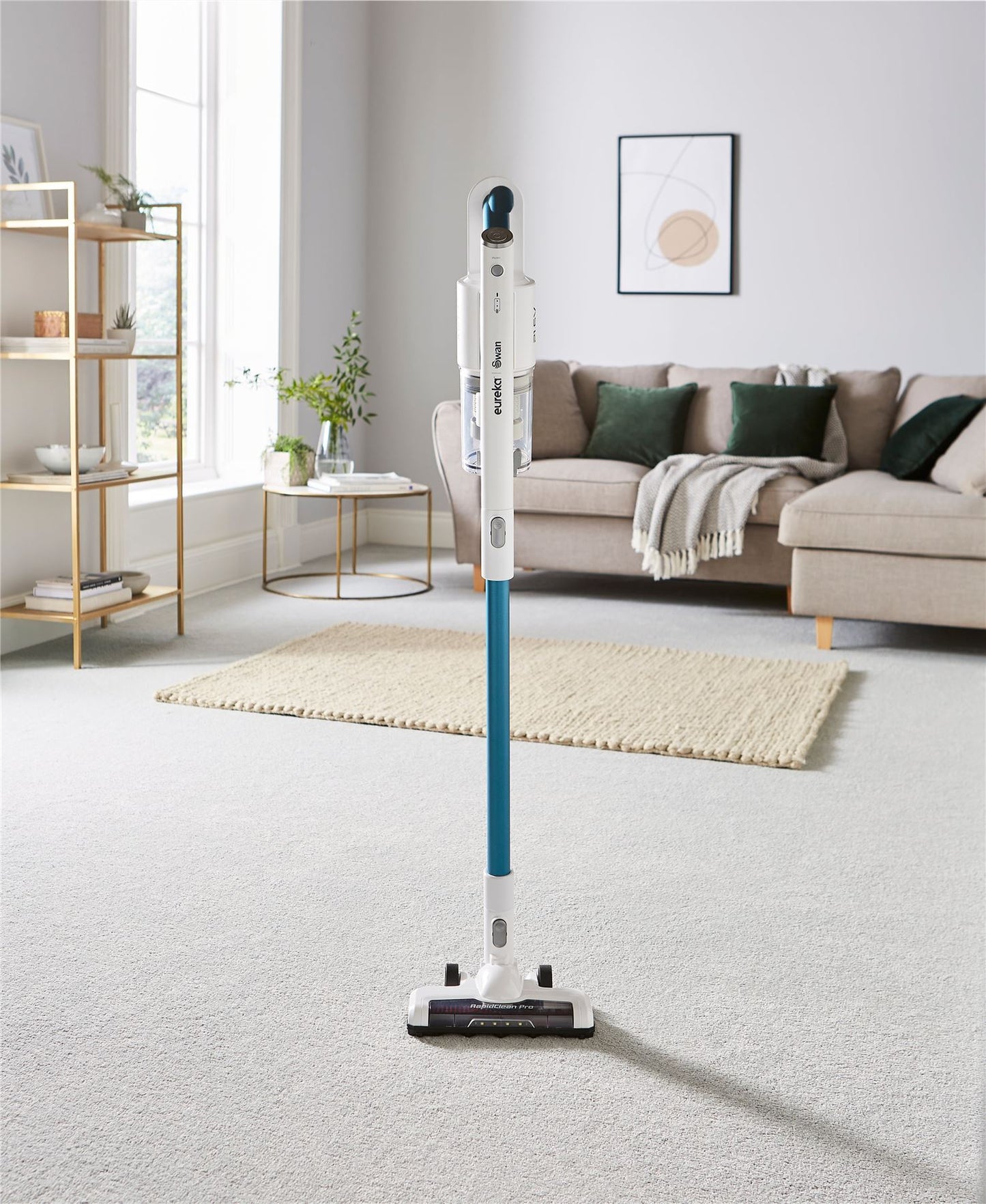 Swan Rapidclean Cordless Ultra Lightweight 3-in-1 Stick Vacuum Cleaner, 0.45L Dust Capacity, 40 Min Run Time, Blue & White